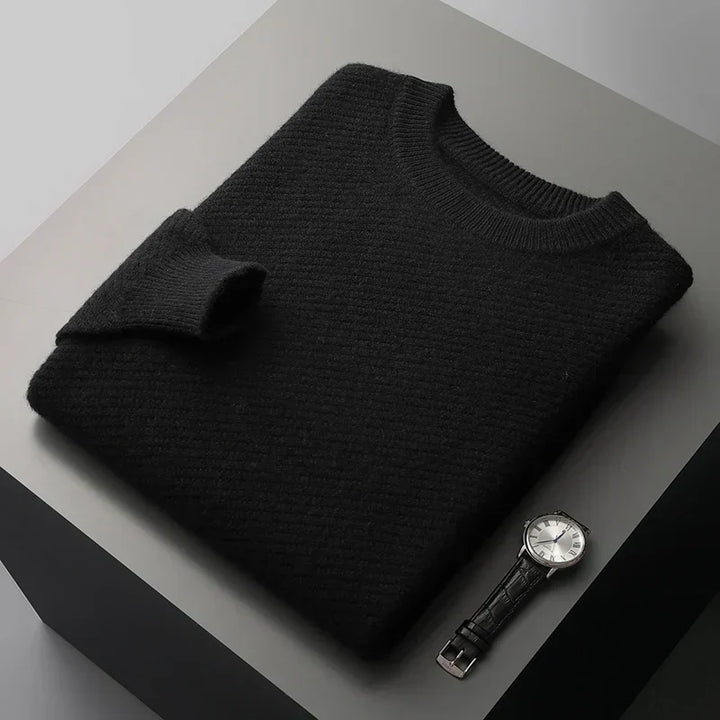 Cozy men's long sleeve crew neck pullover, a versatile knit sweater for all-day comfort.