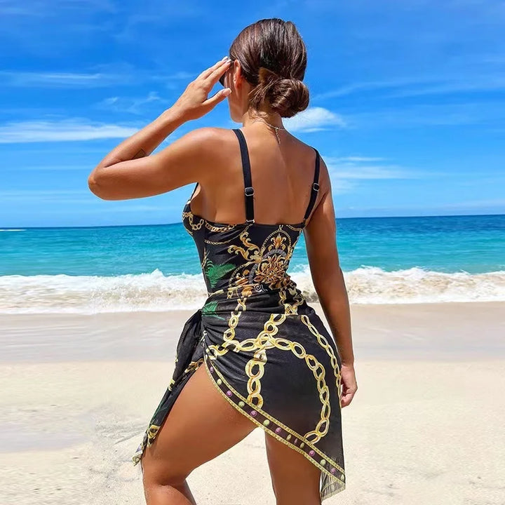 Stylish women's floral push-up bikini. Two-piece swimsuit for summer, beach & vacation. Trendy resort wear.
