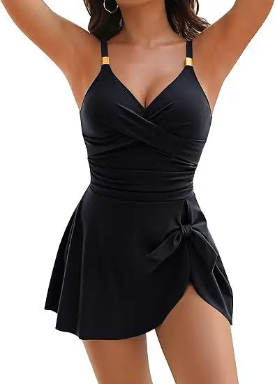 Flattering one-piece women's swimsuit; tummy control beachwear for an elegant summer look.