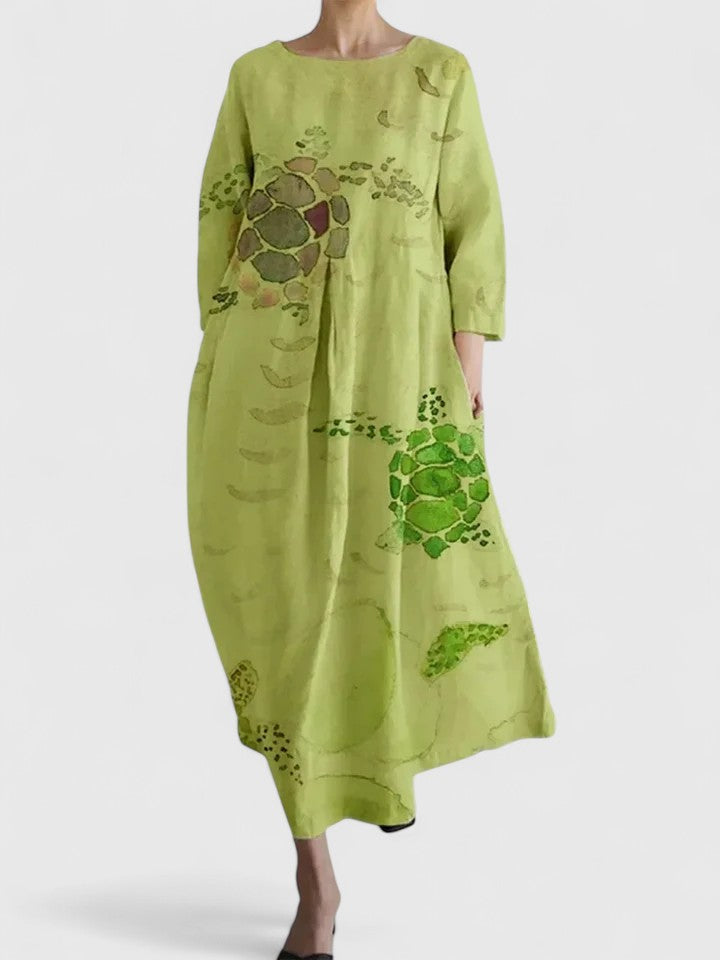 Stylish women's midi dress featuring a vibrant floral print, comfortable and versatile for casual or occasion wear.