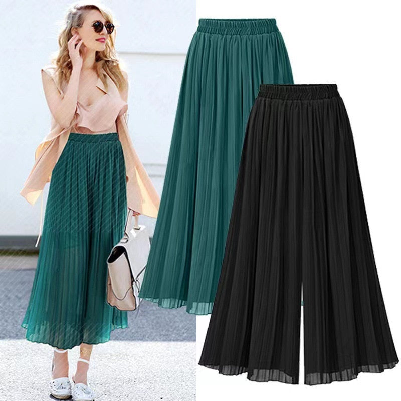Elegant women's wide leg pants with stylish mesh detail, perfect for all-day comfort and versatile fashion.