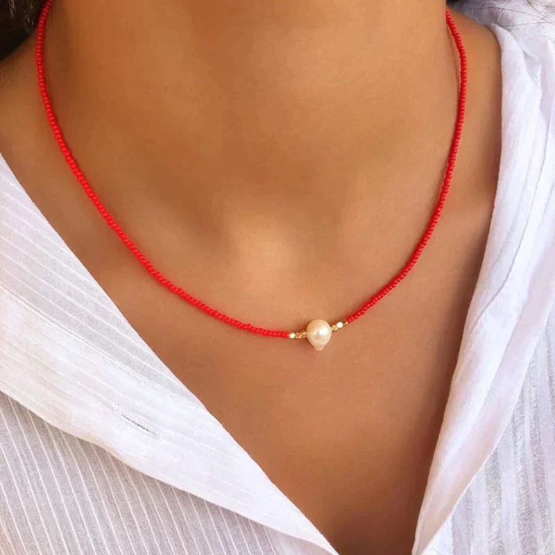 Unique handmade women's freshwater pearl necklace, a spiritual and elegant gift of pearl jewelry.