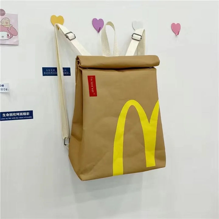 Casual unisex fast food pattern backpack, ideal for school, travel, and daily essentials.