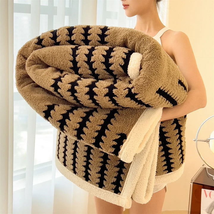 Soft & warm reversible throw blanket. Geometric design, ideal for modern home decor.