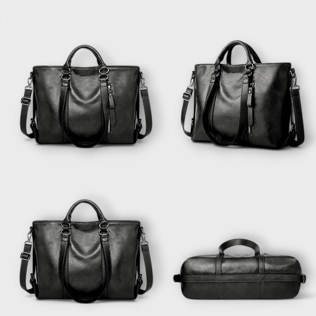 Durable, high-quality full-grain leather women's shoulder bag, large and practical for daily use.