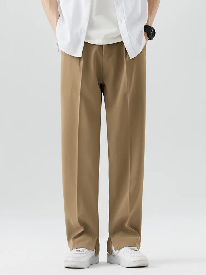 Men's relaxed fit straight leg chino trousers, breathable comfort for casual & smart casual wear.