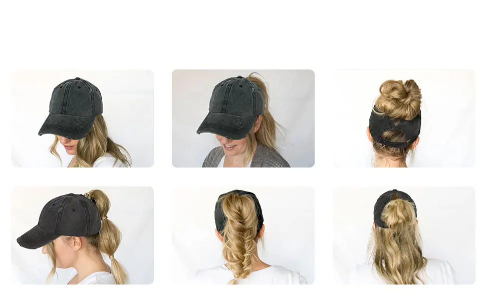 Breathable women's sun protection cap. Features a convenient ponytail hole, ideal for sports & casual wear.