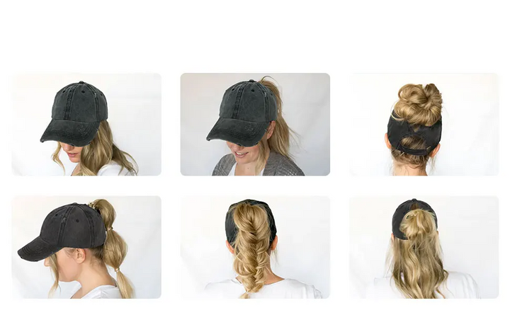 Breathable women's sun protection cap. Features a convenient ponytail hole, ideal for sports & casual wear.