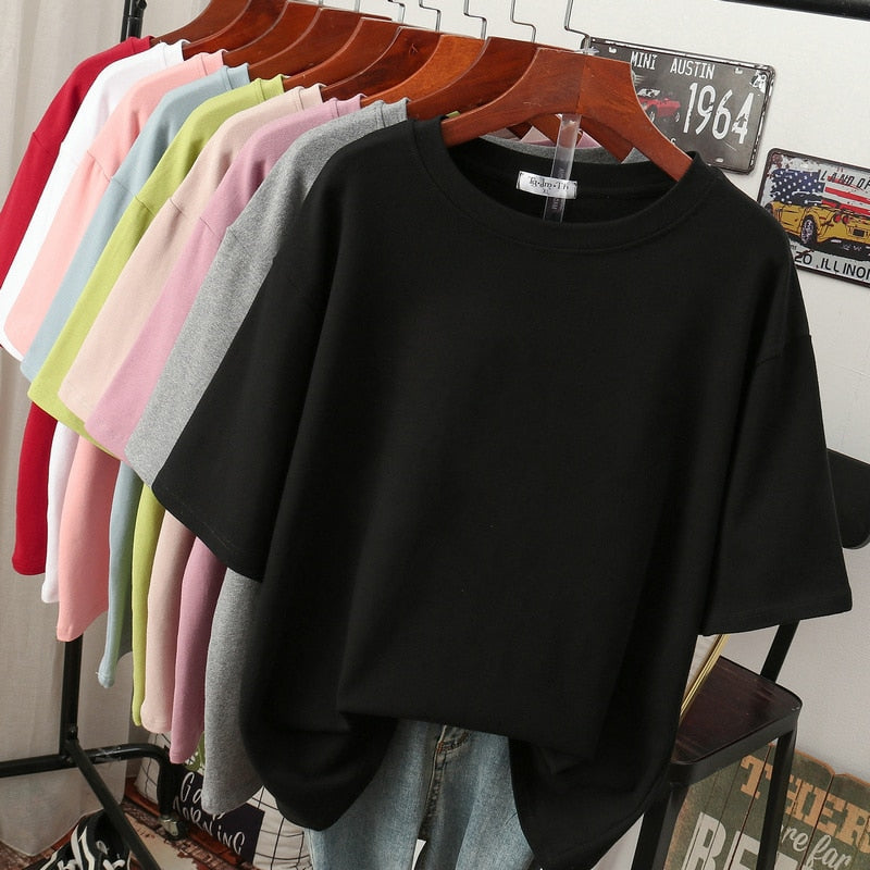 Essential plus-size women's basic t-shirt. Everyday short-sleeve, round-neck top for ultimate comfort & style.