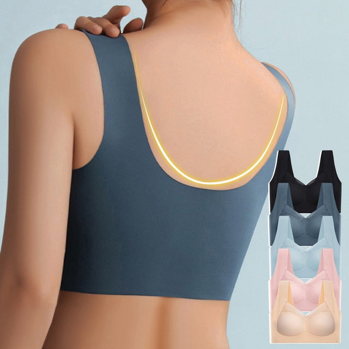 Women's seamless comfort bra in nude, offering smooth, wireless all-day support for everyday wear.