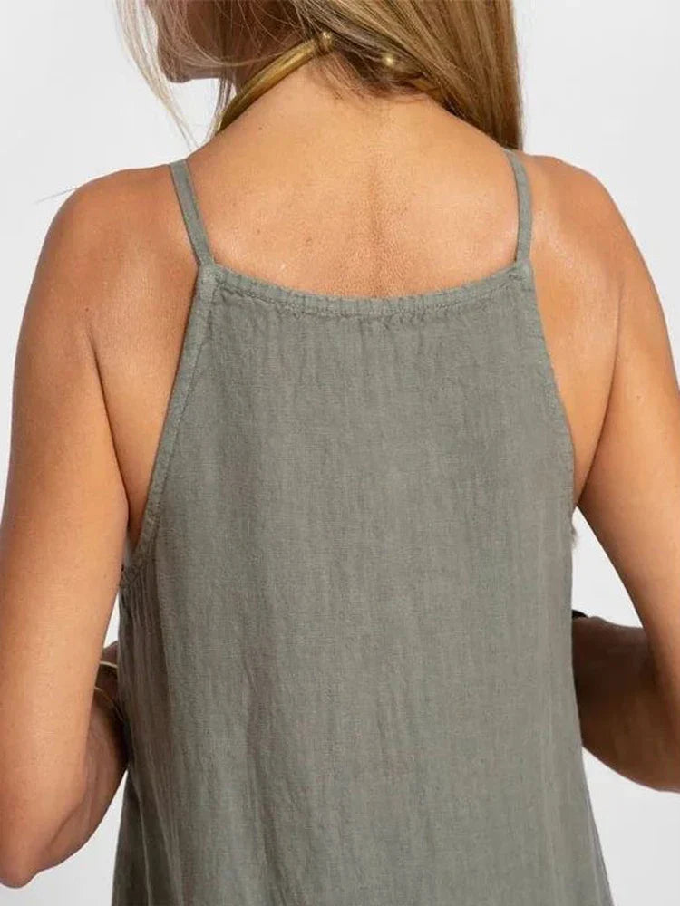 Women's elegant maxi slip dress with high side slits, a versatile choice for summer, casual, or evening fashion.