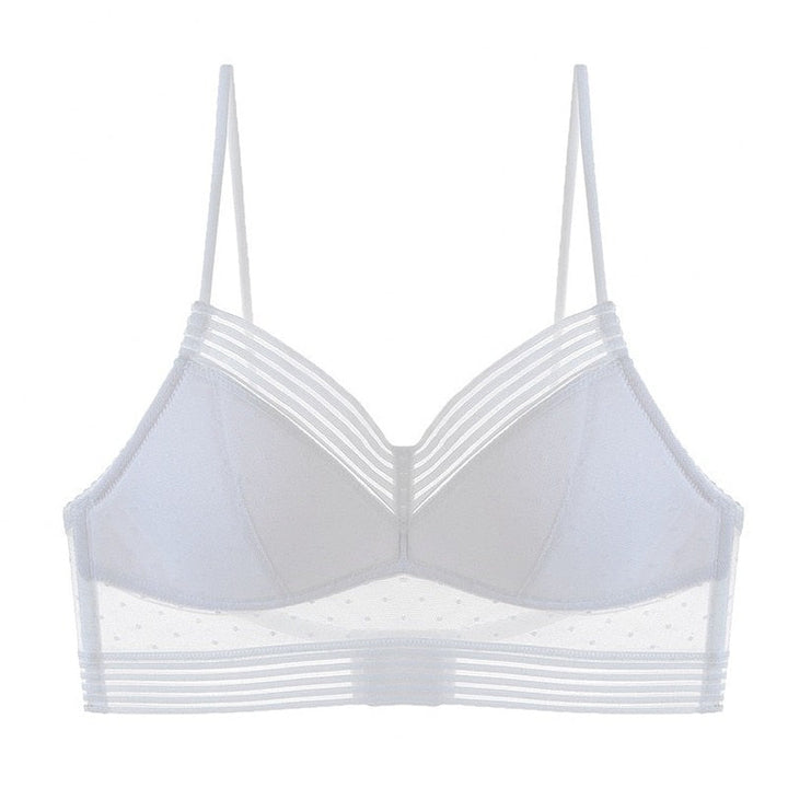 Versatile women's low back bralette, sheer lace detail, comfortable and invisible for daily wear.