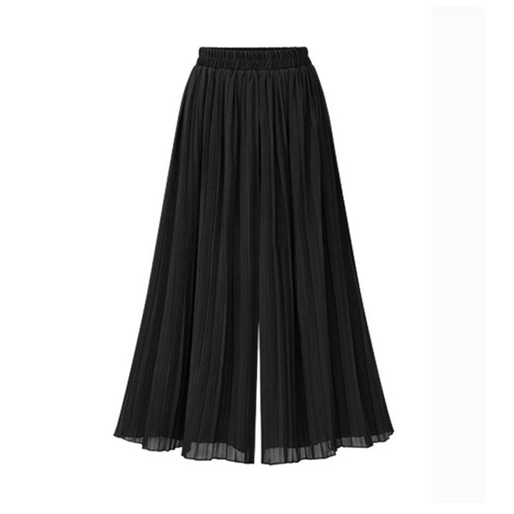 Stylish women's wide leg pants with elegant mesh detail, offering all-day comfort. Ideal for casual or dressy looks.