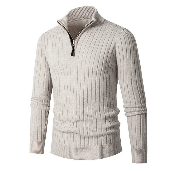 Essential men's quarter zip slim fit sweater, offering comfort and modern style for any occasion.