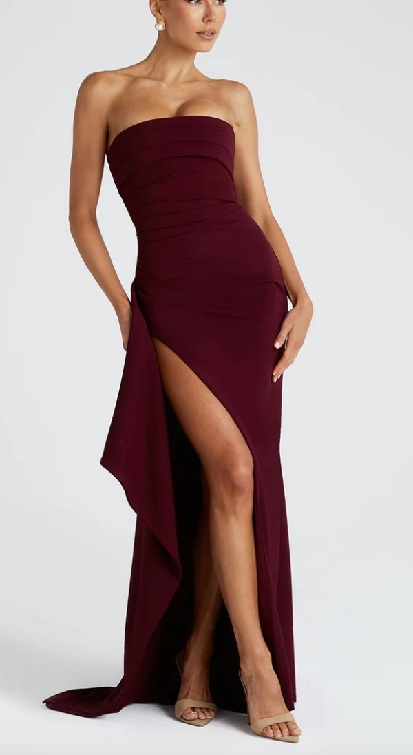 Chic yellow strapless bodycon maxi dress, a perfect choice for spring fashion.