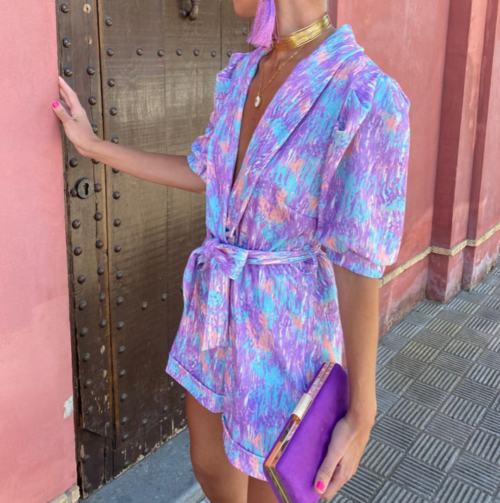 Versatile women's elegant printed jumpsuit, a casual chic all-in-one for summer fashion & comfortable holiday outfits.
