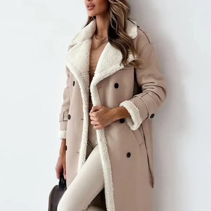 Women's classic long belted winter coat. Elegant & sophisticated outerwear, perfect for cold weather fashion.