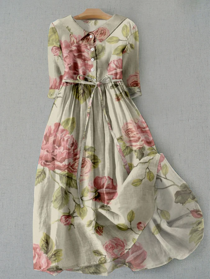 Comfortable Amarae floral button-front midi dress for women, stylish summer wear & vacation fashion.