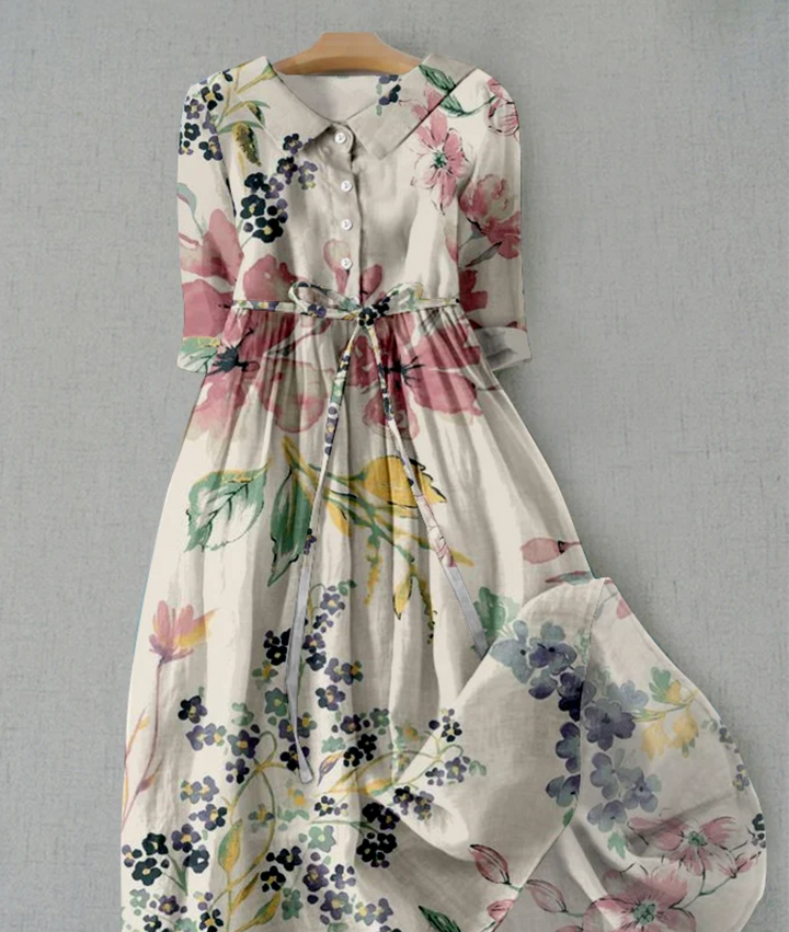 Amarae women's comfortable floral midi dress with button front, a versatile summer and vacation fashion piece.