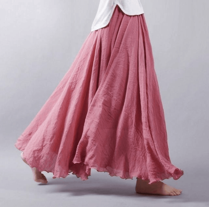 Bohemian chic flowy maxi skirt for women, an elegant summer essential providing comfort for vacation outfits.