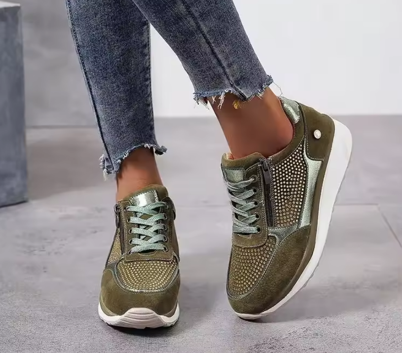 Stylish women's comfort shoes, orthopedic trainers designed for daily pain relief and support.
