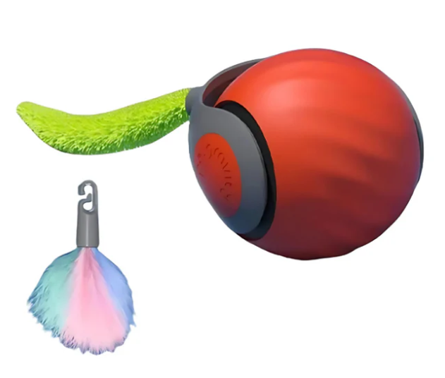 Interactive automatic cat toy ball, featuring a soft feather tail for endless feline fun & active play.