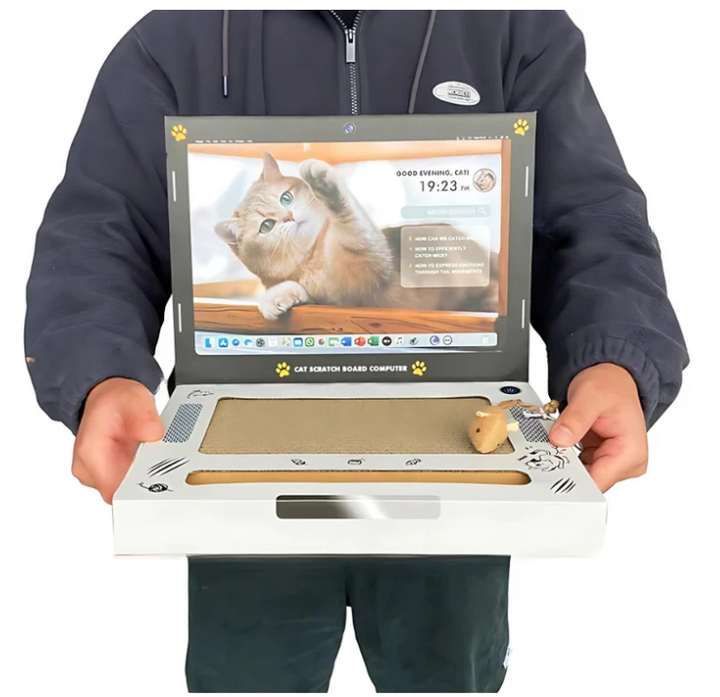Novelty laptop cat scratcher, an interactive pet toy designed for claw care & stimulating playtime.