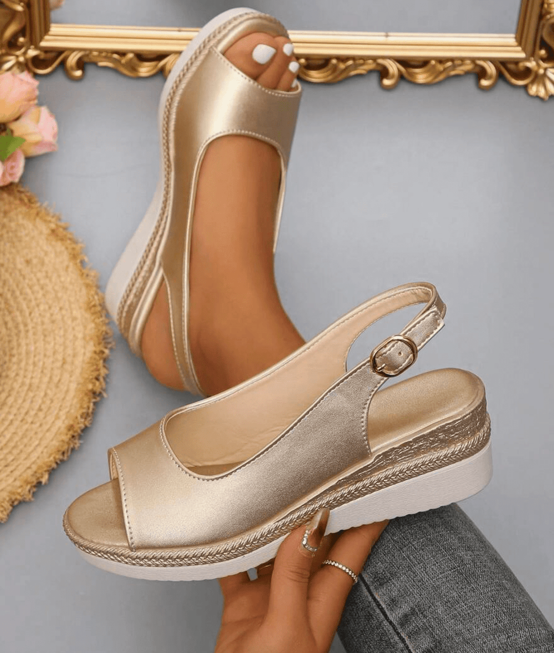 Women's orthopedic slingback espadrille sandals, perfect for comfortable summer wear with arch support.