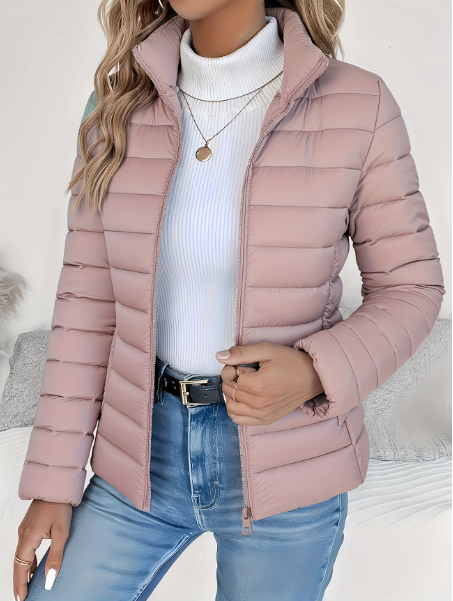 Versatile women's lightweight quilted jacket, perfect for casual spring outings & effortless transitional style.