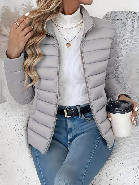 Women's lightweight quilted spring jacket, designed for effortless style & comfortable everyday transitional wear.