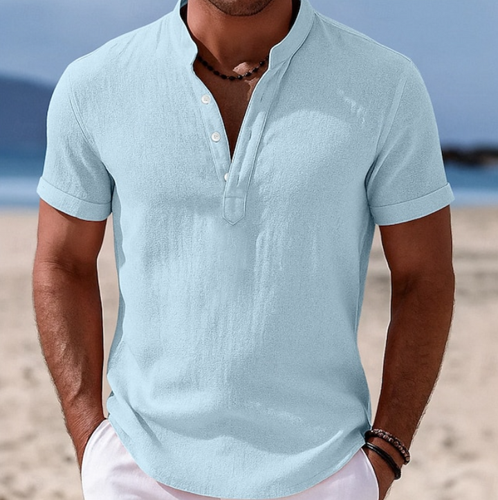Men's fashion Lachlan short sleeve button-up shirt. A must-have for summer casual wear & warm-weather style.