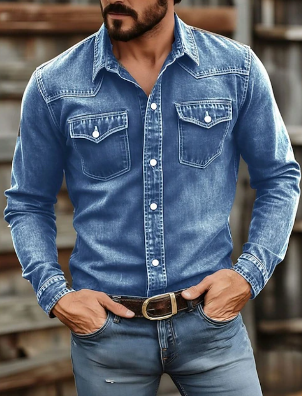 Stylish men's button-up shirt, long sleeve classic design for a timeless, everyday versatile style.