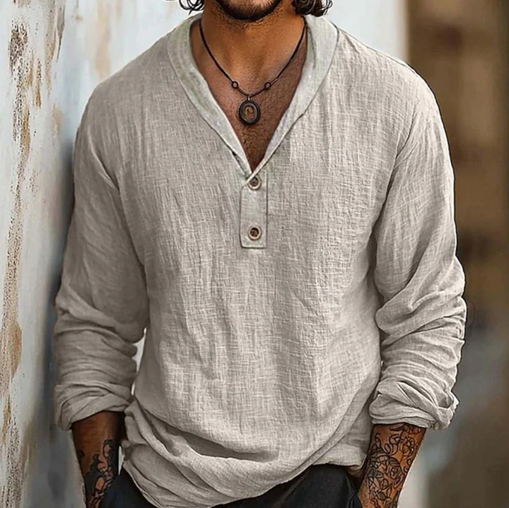Stylish men's classic button-up shirt, long-sleeve, ideal for casual wear, smart casual, and men's fashion.