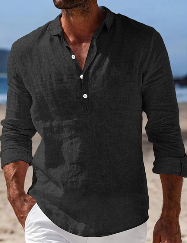 Men's casual long sleeve summer shirt in a relaxed fit, ideal for everyday wear and travel. Lightweight & versatile.