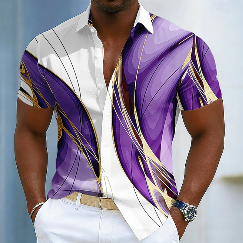 Versatile men's linear collar shirt. Modern, stylish, and comfortable for smart casual or everyday fashion.