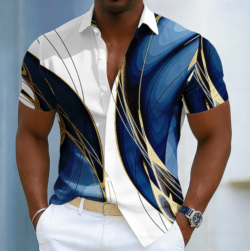 Casual men's linear collar shirt for everyday comfort. Stylish and modern, a versatile smart casual top.