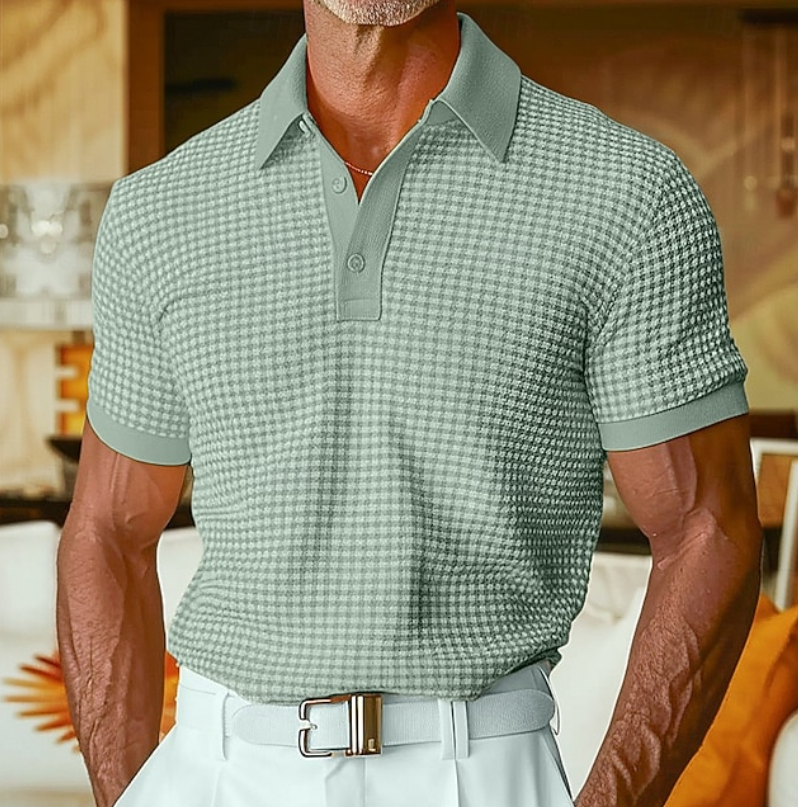 Versatile men's smart-casual waffle collar shirt for everyday wear, combining comfort and modern style.