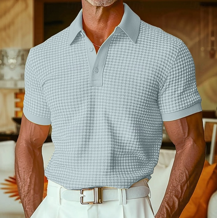 Classic men's casual waffle shirt, comfortable and versatile for everyday style & smart casual outfits.