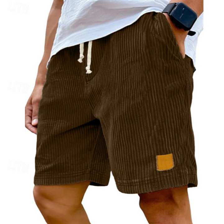 Comfortable men's summer shorts, relaxed fit with corduroy texture, great for everyday casual style.