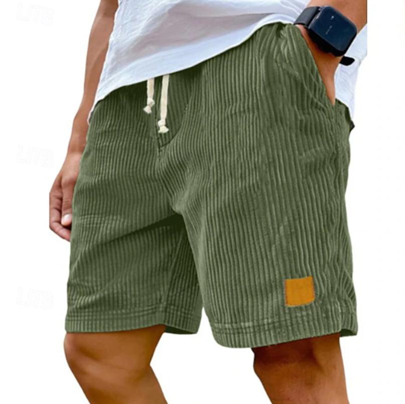 Casual men's corduroy texture summer shorts for comfortable, relaxed warm weather wear.