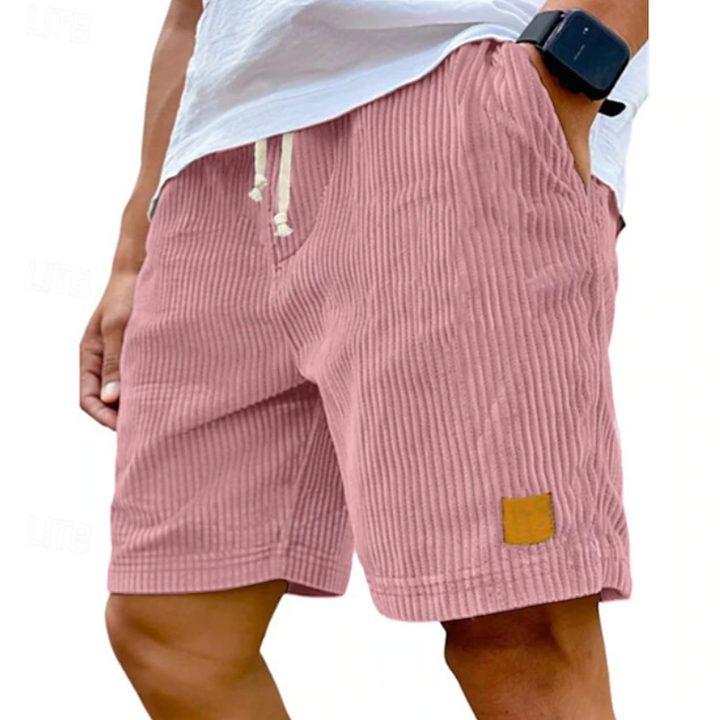 Men's summer corduroy texture shorts, casual lace-up design, perfect for warm weather comfort.