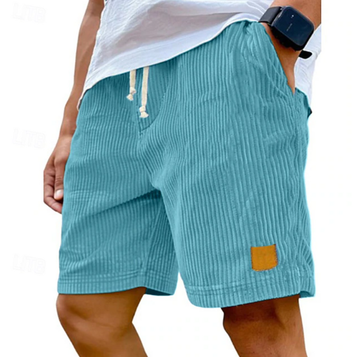 Everyday men's casual corduroy texture summer shorts, ideal for vacation, beach, and warm weather.