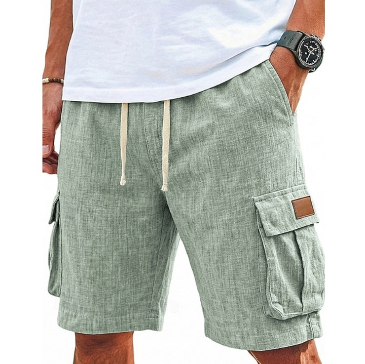 Casual men's summer cargo shorts featuring a trendy lace waist. Breathable, comfortable, & relaxed fit for fashion.