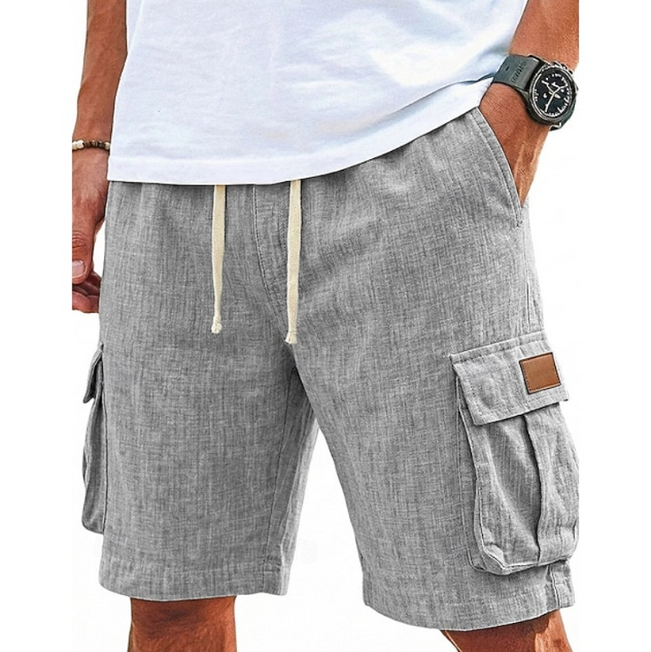 Men's utility cargo shorts with stylish lace waist, perfect for summer travel & everyday comfort. Relaxed fit.