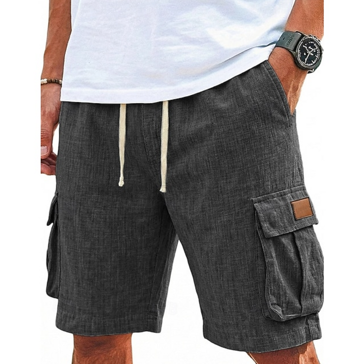 Men's premium lace waist cargo shorts, ideal for summer casual wear. Comfortable, breathable, and relaxed fit.