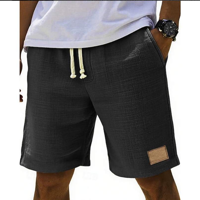 Stylish men's casual lace shorts with a relaxed fit and drawstring, perfect for summer comfort and warm weather.