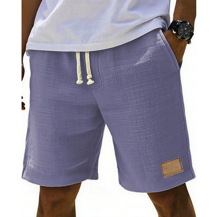 Close-up of the men's summer lace shorts fabric, highlighting the classic texture and relaxed fit for comfort.