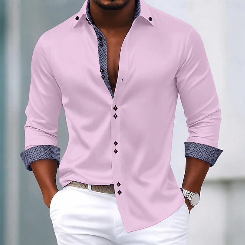 Classic men's long sleeve collared shirt. Perfect for timeless everyday wear and refined fashion for any occasion.