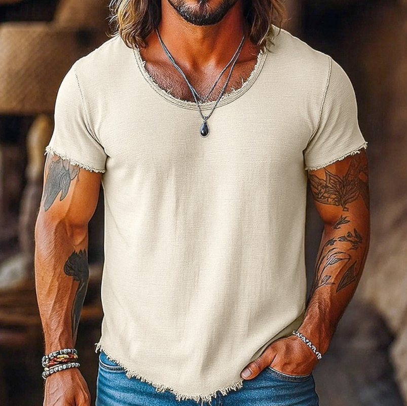 Men's short sleeve crew neck summer shirt, a stylish and comfortable top for casual daily wear.
