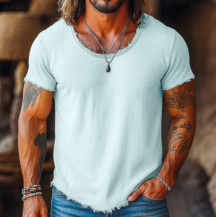 Men's stylish crew neck summer shirt, perfect for casual wear and everyday comfort.
